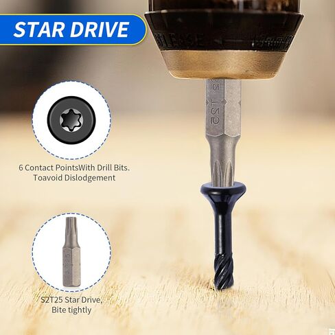 #8 * 1-1/2 Inch Deck Screws, (135pcs) Black Wood Screws, Rust Resistant Epoxy Coated, Carbon Steel, with T25 Torx Bits in Kuwait