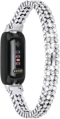 Bracelet Compatible with Fitbit Inspire 3 Watch Band Rhinestone Diamond Bling Adjustable Strap Wristband for Women in Kuwait