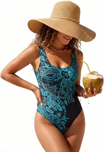 Women's One Piece Swimsuit Tummy Control Square Neck Ruffle Sleeve Open Back Bathing Suit for Summer Beach in Kuwait