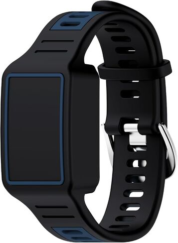 لحزام السيليكون لتتبع اللياقة البدنية Amazfit Helio، حزام بديل متوافق مع جهاز تعقب اللياقة البدنية Amazfit Helio، ملحقات حزام بديلة ناعمة خفيفة الوزن مقاومة للخدش (أسود أزرق داكن) in Kuwait