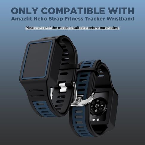 لحزام السيليكون لتتبع اللياقة البدنية Amazfit Helio، حزام بديل متوافق مع جهاز تعقب اللياقة البدنية Amazfit Helio، ملحقات حزام بديلة ناعمة خفيفة الوزن مقاومة للخدش (أسود أزرق داكن) in Kuwait