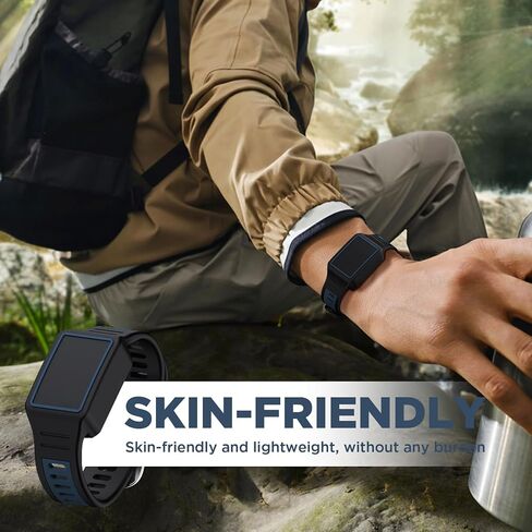 لحزام السيليكون لتتبع اللياقة البدنية Amazfit Helio، حزام بديل متوافق مع جهاز تعقب اللياقة البدنية Amazfit Helio، ملحقات حزام بديلة ناعمة خفيفة الوزن مقاومة للخدش (أسود أزرق داكن) in Kuwait