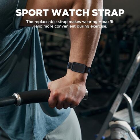 لحزام السيليكون لتتبع اللياقة البدنية Amazfit Helio، حزام بديل متوافق مع جهاز تعقب اللياقة البدنية Amazfit Helio، ملحقات حزام بديلة ناعمة خفيفة الوزن مقاومة للخدش (أسود أزرق داكن) in Kuwait