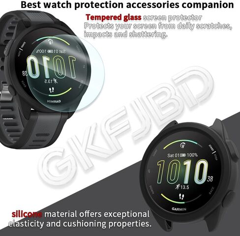 واقي شاشة وحافظة متوافقة مع Garmin Forerunner 165 & Forerunner 165 Music، طبقة حماية من الزجاج المقوى عالي الدقة وحافظات ناعمة من السيليكون (عبوة من 3+2) in Kuwait