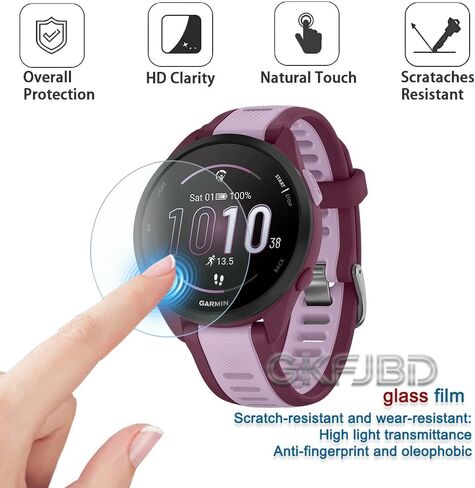 واقي شاشة وحافظة متوافقة مع Garmin Forerunner 165 & Forerunner 165 Music، طبقة حماية من الزجاج المقوى عالي الدقة وحافظات ناعمة من السيليكون (عبوة من 3+2) in Kuwait