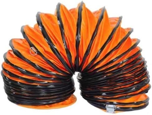 Flexible Orange PVC Ductwork for Ventilation - Adjustable Length with Steel Wire Frame & D-Shaped Rings(L3.0mx250mm) in Kuwait