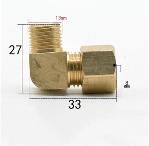 صالح أنبوب النحاس OD 8 مللي متر x 1/4 "BSPP ذكر النحاس ضغط الاتحاد الكوع 90 درجة تركيب موصل زيت الغاز المياه in Kuwait