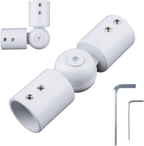Adjustable Corner Connector 1 Pack Stainless Steel Heavy Duty Hinged Rod Elbow Corner Connector from 90 Degrees to 180 Degrees for 1 Inch Rods (White) in Kuwait
