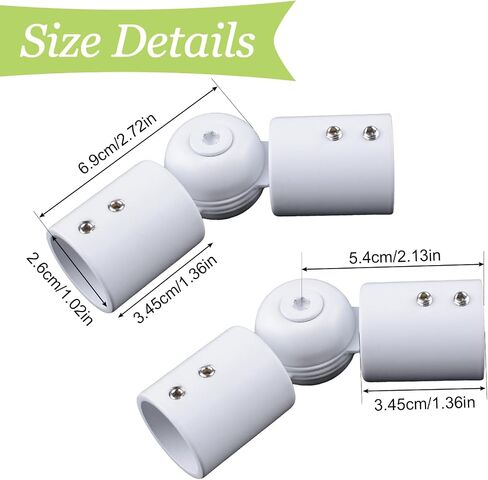 Adjustable Corner Connector 1 Pack Stainless Steel Heavy Duty Hinged Rod Elbow Corner Connector from 90 Degrees to 180 Degrees for 1 Inch Rods (White) in Kuwait