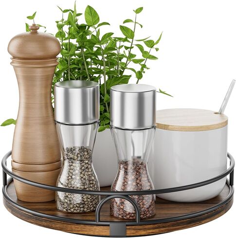 LAMU 9'' Lazy Susan Organizer for Table Top,Wooden Lazy Susan Turntable for Cabinet,Kitchen,Spice Organization,Bathroom Vanity,Rotating Pantry Storage for Table Decor in Kuwait