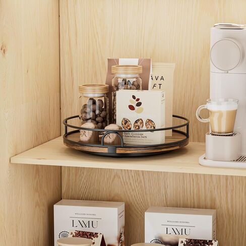 LAMU 9'' Lazy Susan Organizer for Table Top,Wooden Lazy Susan Turntable for Cabinet,Kitchen,Spice Organization,Bathroom Vanity,Rotating Pantry Storage for Table Decor in Kuwait