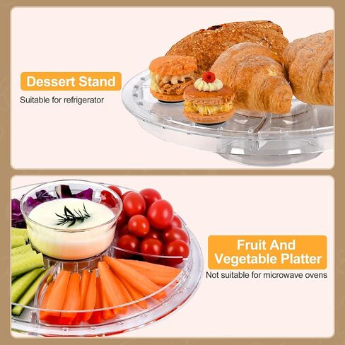 Cake Stand with Acrylic Dome Cover, 6-In-1 Multi-Purpose Cake Stand with Lid, 12.2", Acrylic Cake Stand, Veggie Platter, Salad Bowl, Dessert Platter, Punch Bowl, BPA Free in Kuwait