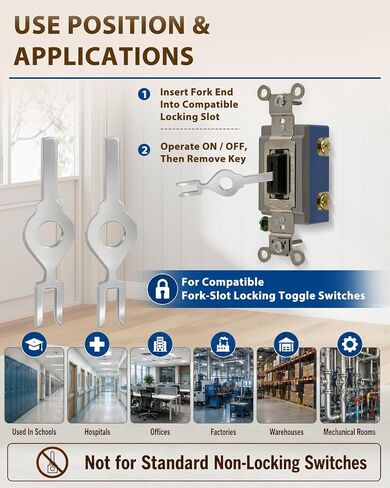 6Pack HBL1209 Fork Light Switch Key Compatible with Hubbell Key-Operated Commercial and Industrial Tamper-Resistant Electrical Switches in Kuwait