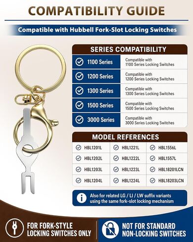 6Pack HBL1209 Fork Light Switch Key Compatible with Hubbell Key-Operated Commercial and Industrial Tamper-Resistant Electrical Switches in Kuwait