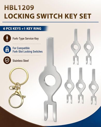 6Pack HBL1209 Fork Light Switch Key Compatible with Hubbell Key-Operated Commercial and Industrial Tamper-Resistant Electrical Switches in Kuwait