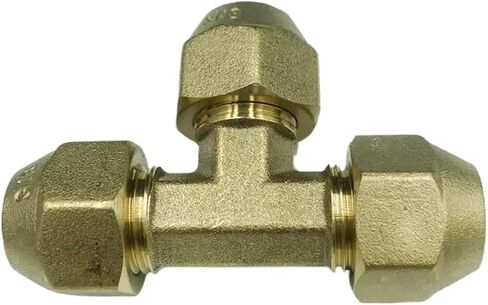 Fit 1/4" 3/8" 1/2" 3/4" Tube SAE-Standard Flare Connector Brass Tee 3 Ways Pipe Fitting Connector Adapeter for Air Conditioner(With Nut,9.52MM 3L8 INCH_TEE) in Kuwait