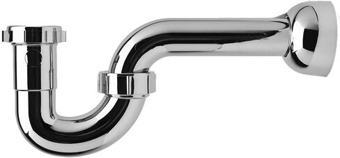 PF WaterWorks DecoTRAP Decorative ABS P-Trap (Kitchen/Bathroom) with Matching Wall Adaptor Cover - Universal (1-1/2-Inch or 1-1/4-Inch x 1-1/2-Inch); Chrome; PF0703-CH in Kuwait