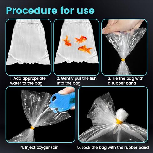 100 Pack Live Fish Bags, 10x20" Round Bottom Double Seal Clear Fishery Bags, Leak-Proof Fish Transport Shipping Bag, HDPE Bag for Freshwater & Saltwater (Ultimate 3 mil) in Kuwait