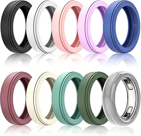 (10 عبوات) لواقي حلقات السيليكون OURA Ring 5، BOVUGAC رفيع للغاية لغطاء Ring5 الذكي (الحجم: 10~13)-متعدد الألوان in Kuwait