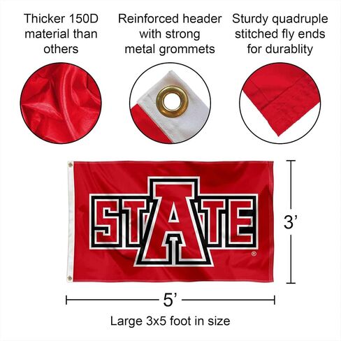 Arkansas State Red Wolves State Logo 3x5 Grommet Flag in Kuwait