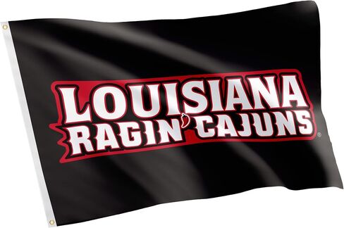 علم جامعة صبار الصحراء في لويزيانا في لافاييت ULL - لافتة Ragin' Cajuns مقاس 3 × 5 أقدام، قماش متين للاستخدام الداخلي/الخارجي، تصميم بوليستر 100% (النمط 3) in Kuwait