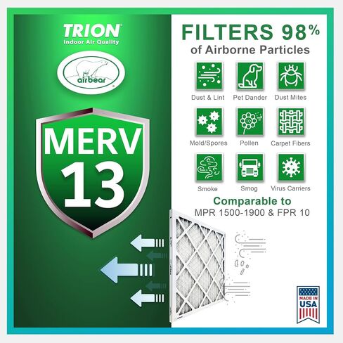 فلتر هواء HVAC مطوي من Air Bear مقاس 20 × 20 × 5 MERV 13 (3 عبوات) (الحجم الفعلي: 19.75 × 20.75 × 4.94 بوصة) متوافق مع الجزء رقم: 266649-103 in Kuwait