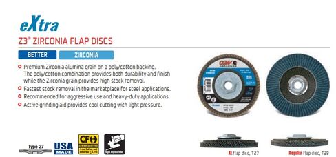 أقراص كشط CGW 42342، Z3-100% زركونيا، XL، 4 1/2 بوصة، 40 حبيبة، 7/8 أربور، 13,300 دورة في الدقيقة، T27 (10 عبوات) in Kuwait