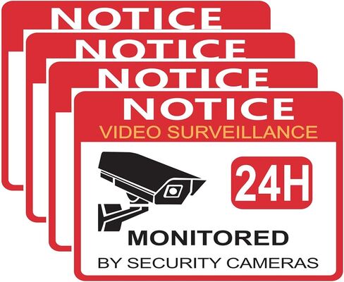 Video Surveillance Sign,No Trespassing Sign for Private Property,Security Camera Warning Sticker,Waterproof & Scratch-Resistant PP Synthetic Paper,24 Hour Surveillance Signs for Home,Office&Business (3x4 In) in Kuwait