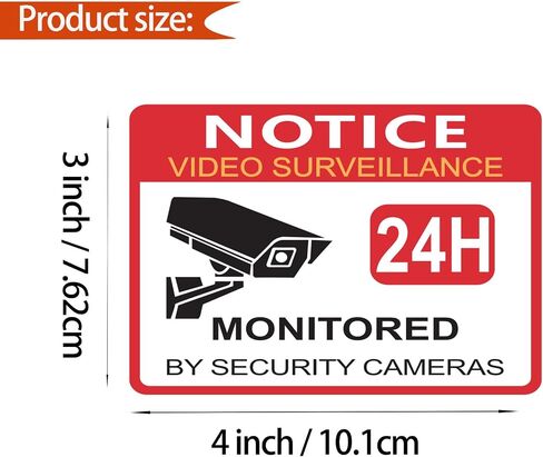Video Surveillance Sign,No Trespassing Sign for Private Property,Security Camera Warning Sticker,Waterproof & Scratch-Resistant PP Synthetic Paper,24 Hour Surveillance Signs for Home,Office&Business (3x4 In) in Kuwait