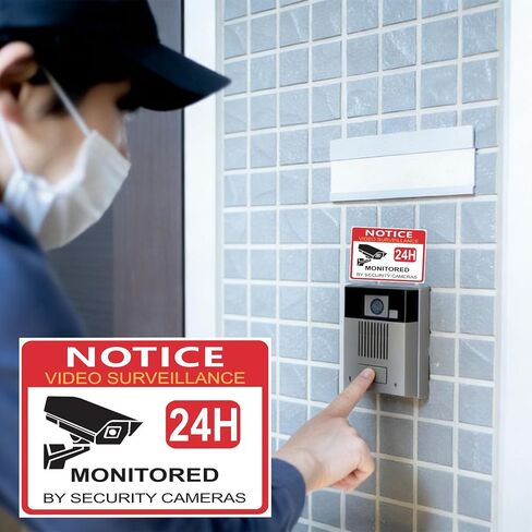 Video Surveillance Sign,No Trespassing Sign for Private Property,Security Camera Warning Sticker,Waterproof & Scratch-Resistant PP Synthetic Paper,24 Hour Surveillance Signs for Home,Office&Business (3x4 In) in Kuwait