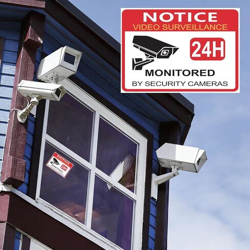 Video Surveillance Sign,No Trespassing Sign for Private Property,Security Camera Warning Sticker,Waterproof & Scratch-Resistant PP Synthetic Paper,24 Hour Surveillance Signs for Home,Office&Business (3x4 In) in Kuwait