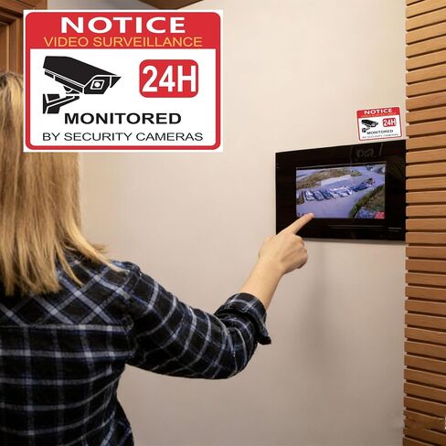 Video Surveillance Sign,No Trespassing Sign for Private Property,Security Camera Warning Sticker,Waterproof & Scratch-Resistant PP Synthetic Paper,24 Hour Surveillance Signs for Home,Office&Business (3x4 In) in Kuwait