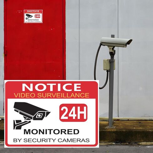Video Surveillance Sign,No Trespassing Sign for Private Property,Security Camera Warning Sticker,Waterproof & Scratch-Resistant PP Synthetic Paper,24 Hour Surveillance Signs for Home,Office&Business (3x4 In) in Kuwait