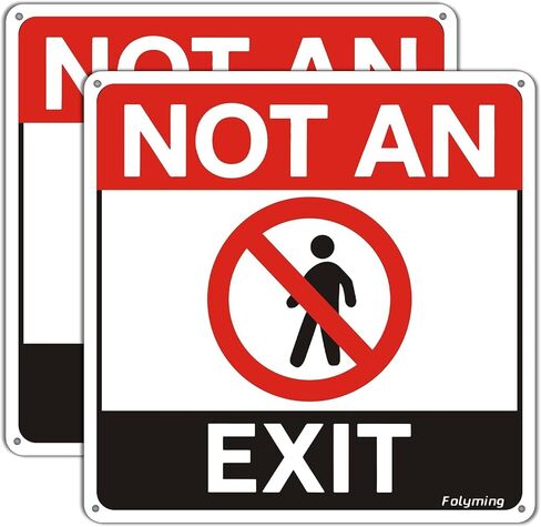 2 Pack Not An Exit Sign No Exit Security Safety Signs 10 x 10 inches Metal Reflective Aluminum Material Rust Free Aluminum Weatherproof For Door Business Indoor/Outdoor Use in Kuwait