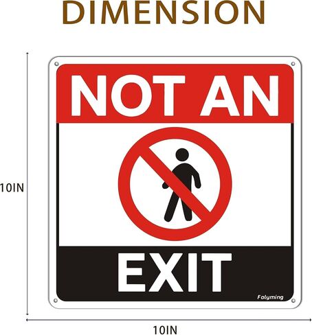 2 Pack Not An Exit Sign No Exit Security Safety Signs 10 x 10 inches Metal Reflective Aluminum Material Rust Free Aluminum Weatherproof For Door Business Indoor/Outdoor Use in Kuwait