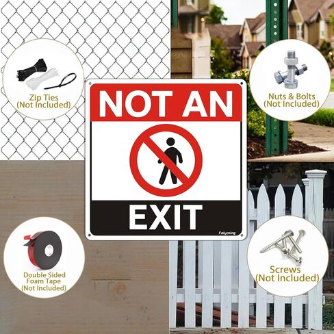 2 Pack Not An Exit Sign No Exit Security Safety Signs 10 x 10 inches Metal Reflective Aluminum Material Rust Free Aluminum Weatherproof For Door Business Indoor/Outdoor Use in Kuwait