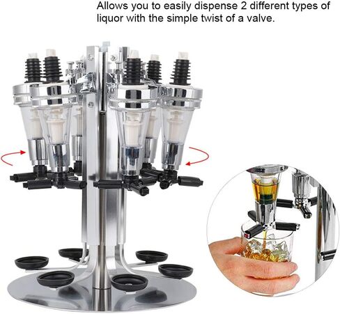 6 Bottle Liquor Dispenser, Revolving Liquor Mix Dispenser Holder Alcohol Beverage Cocktail Dispenser Wine Holder with Rotating Stand for Home Bar Party in Kuwait