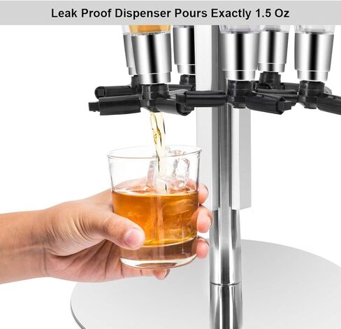 6 Bottle Liquor Dispenser, Revolving Liquor Mix Dispenser Holder Alcohol Beverage Cocktail Dispenser Wine Holder with Rotating Stand for Home Bar Party in Kuwait