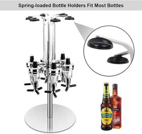 6 Bottle Liquor Dispenser, Revolving Liquor Mix Dispenser Holder Alcohol Beverage Cocktail Dispenser Wine Holder with Rotating Stand for Home Bar Party in Kuwait