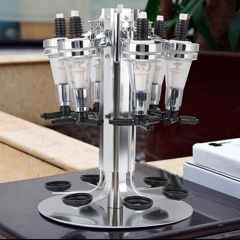 6 Bottle Liquor Dispenser, Revolving Liquor Mix Dispenser Holder Alcohol Beverage Cocktail Dispenser Wine Holder with Rotating Stand for Home Bar Party in Kuwait