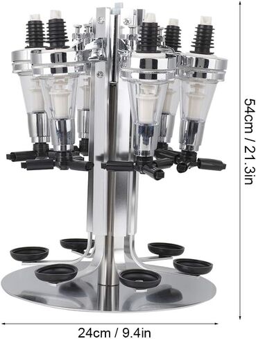 6 Bottle Liquor Dispenser, Revolving Liquor Mix Dispenser Holder Alcohol Beverage Cocktail Dispenser Wine Holder with Rotating Stand for Home Bar Party in Kuwait