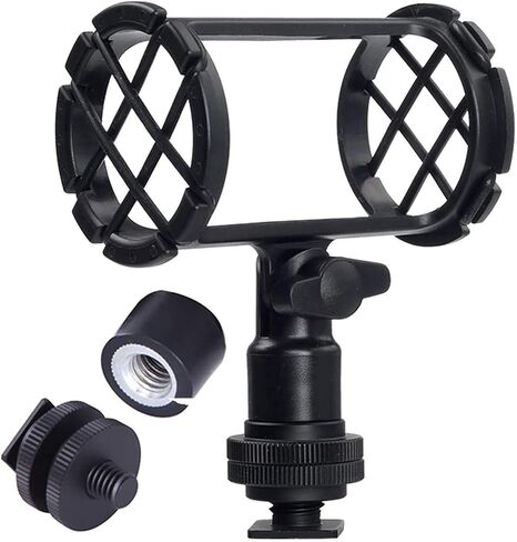 Nicama NC4 Microphone Shockmount Universal Holder Clip with Hot Shoe Mount for Shotgun Microphone Rode NTG-2 NTG-1 AKG D230 Sennheiser MKH-416 ME66 Comic in Kuwait