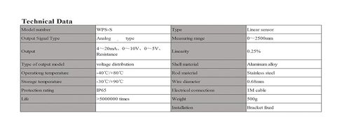 WPS-S 2500mm Draw Wire Displacement Sensor, Linear Potentiometer Position Transducer(0-5V DC) in Kuwait