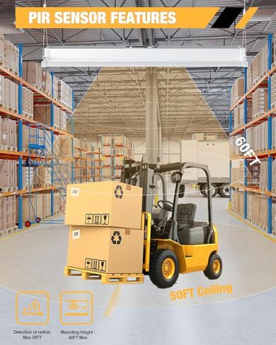 مستشعر حركة PIR بزاوية 360 درجة لإضاءة LED الخطية العالية، سقف 40 قدمًا وقطر كشف التثبيت على الحائط 50 قدمًا، درجة تجارية/صناعية، حزمة واحدة in Kuwait