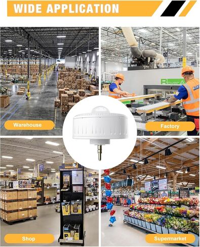 مستشعر حركة PIR بزاوية 360 درجة لإضاءة LED الخطية العالية، سقف 40 قدمًا وقطر كشف التثبيت على الحائط 50 قدمًا، درجة تجارية/صناعية، حزمة واحدة in Kuwait