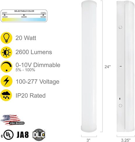 NUWATT 2 FT LED Linear Mini Strip Light with Bi-Level Motion Sensor (4 Pack) 20W 2,600LM 120-277V, CCT Switch TRI Color: 30/40/50k, UL/DLC, Surface Mount and Hanging Ceiling Lighting Fixture in Kuwait
