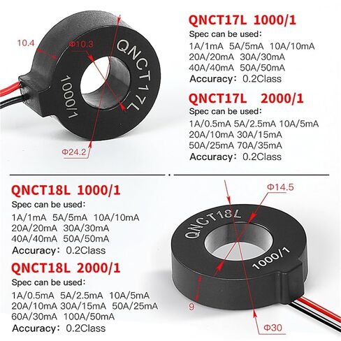 AC Current Transformer QNCT18L 5A 5mA 10A 10mA 20A 20mA 30A 15mA 50A 25mA 100A 50mA 1:2000 1Pcs(QNCT03L 2000/1) in Kuwait