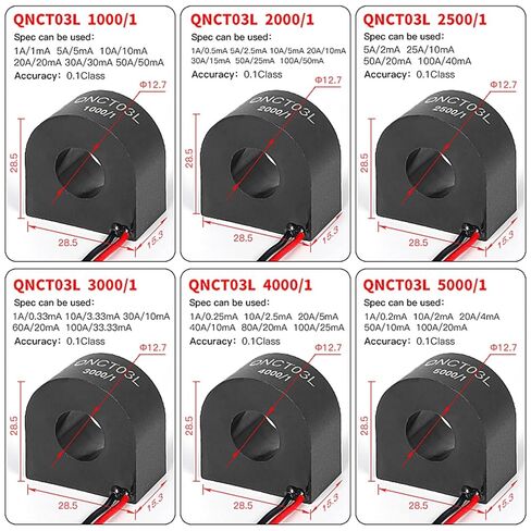 AC Current Transformer QNCT18L 5A 5mA 10A 10mA 20A 20mA 30A 15mA 50A 25mA 100A 50mA 1:2000 1Pcs(QNCT03L 2000/1) in Kuwait