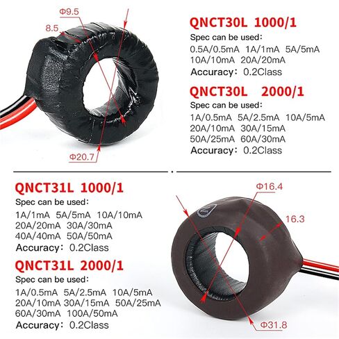 AC Current Transformer QNCT18L 5A 5mA 10A 10mA 20A 20mA 30A 15mA 50A 25mA 100A 50mA 1:2000 1Pcs(QNCT03L 2000/1) in Kuwait