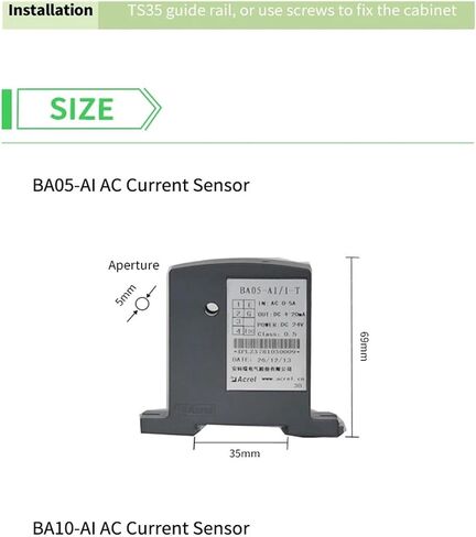BA20-AI/V التيار المتناوب الاستشعار الحالي إخراج نقل معزول DC0-5V محول تيار الأتمتة الصناعية in Kuwait